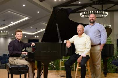 Composer Luke Benedict with the performers